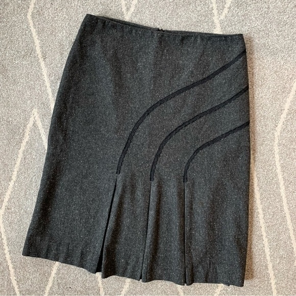 Bellisimo Gray Tweed Wool Flare Pleated Skirt - Picture 1 of 5